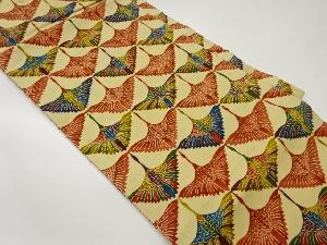 手織り紬型染鶴尽くし模様名古屋帯